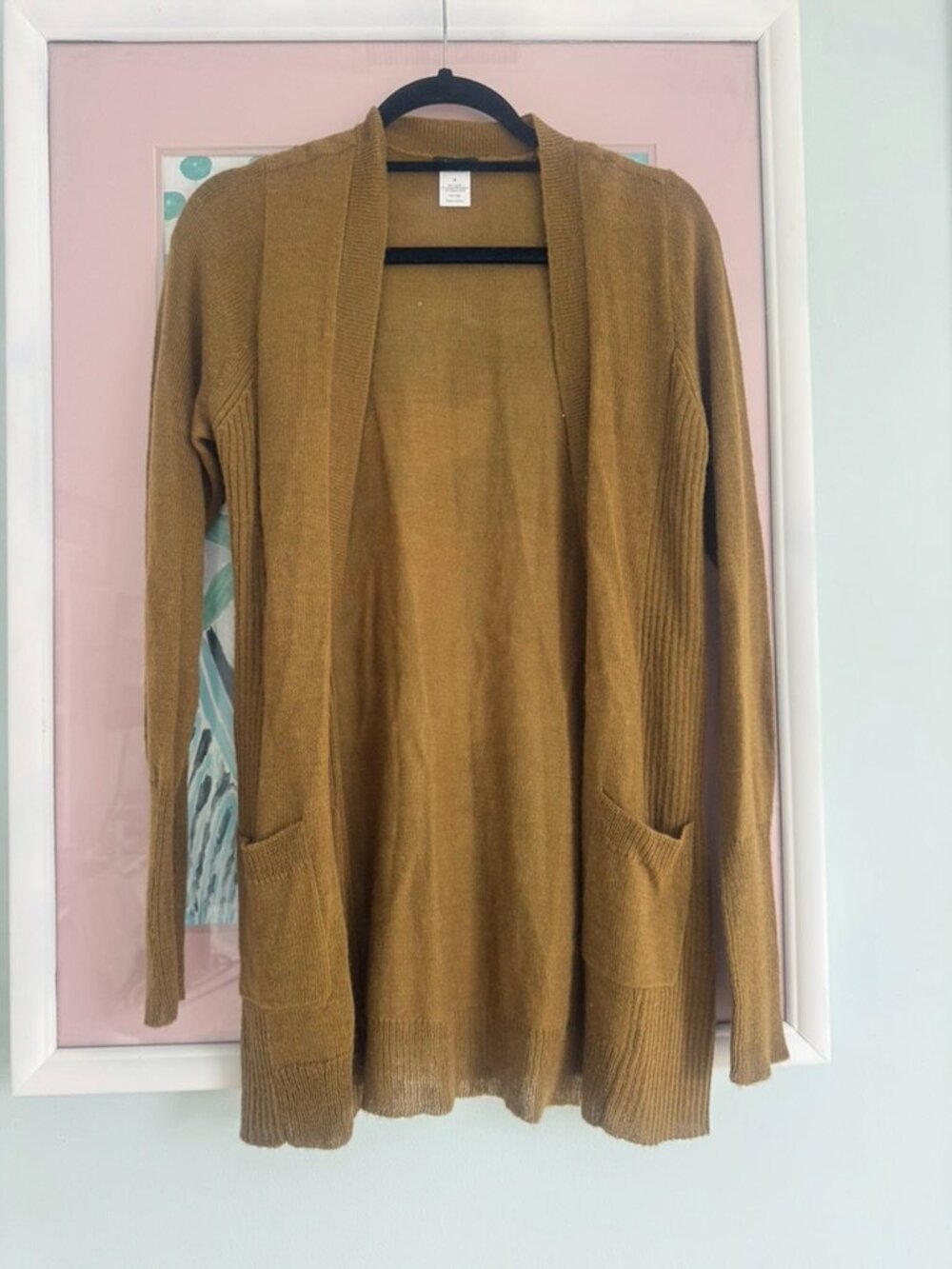 J. Crew Golden Olive Open Front Alpaca Merino Blend Cardigan, M